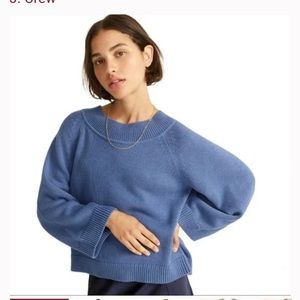 J. Crew size M medium relaxed sleeve boatneck sweater blue cotton ba410